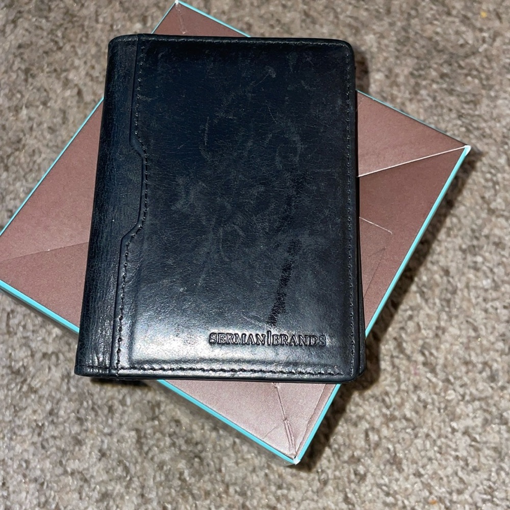 Serman Brands Slim Wallet 3x 4•  • Soft Leather • Black Noire